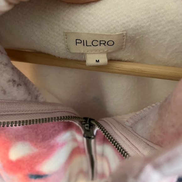 Anthropologie Pilcro Half Zip Multicolor Pullover Sweatshirt Scenic Rose Green - Picture 4 of 8